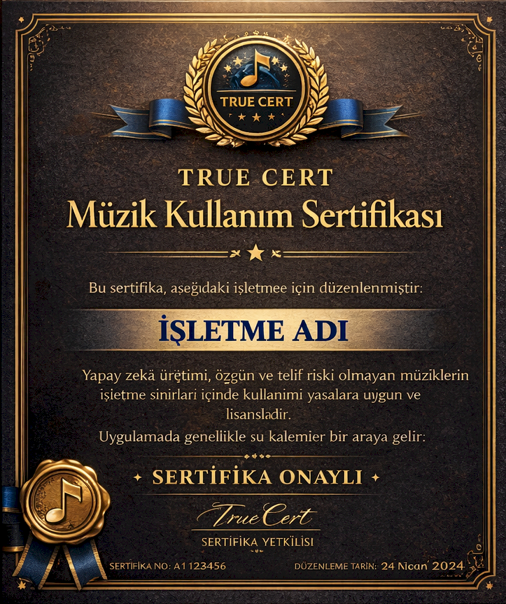 True Cert Müzik Kullanım Sertifikası